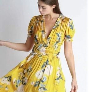 Anthropologie Current Air Floral Smocked Dress M